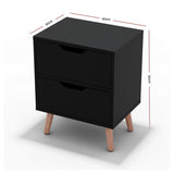 Artiss Bedside Table 2 Drawers - BODEN Black FURNI-L-SCAN-BS01-BK