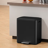 Cefito Pedal Bins Rubbish Bin Dual Compartment Waste Recycle Dustbins 40L Black RB-40L-2C-BK