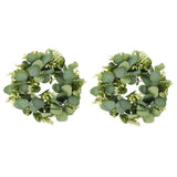 2pcs Green Eucalyptus Leaf Wreath Festival Celebration Wreath Front Door Decorative Garland V1366-AZ2-W-13650