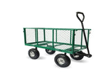 Wallaroo Steel Mesh Garden Trolley Cart 300kg Capacity Wheel - Green GMC-H38-GN