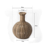 Handwoven Rattan Vase, Wicker Decorative Vase for Dried Flowers, Rustic Boho Home Dcor Accent, V1370-AZ4-08508