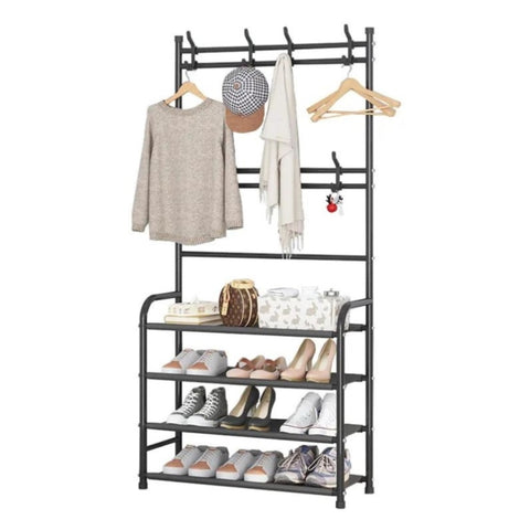 GOMINIMO Clothes Rack with Shoe Rack Shelves V227-3720402121990