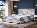 Artiss Queen Bed Frame with Tufted Headboard and Plywood Slats Grey BFRAME-G-KOLA-Q-GY-ABC