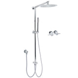 WELS Chrome 10" Round Rain Handheld Twin Shower Head Arm Sliding Rail Arm Double Taps Control V1233-SS019CRSC842KSR110CPF0282A
