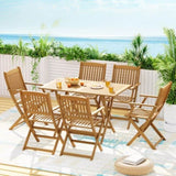 Gardeon Outdoor Dining Set 7 Piece Wooden Table Chairs Setting Foldable ODF-V-DINING02-TK-ABCD