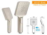 Brushed Nickel Square Twin Shower Set 8" Rain Head 3 Modes Handheld Silding Rail Arm V1233-C7121NHS002M4CNKSS108N