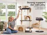 i.Pet Cat Tree Tower 133cm Rotatable L-Shape Design Scratching Post Furniture Scratcher House Grey & PET-CAT-ROT-M133-GRBE