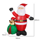 Santaco Christmas Inflatable Outdoor Santa Claus Elk 2.2M Xmas Decoration Light INFL1042