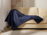 Navy Blue Solid Color Plush Knitted Blanket for Sofa and Office, 152 x 203 cm, 1150g V888-ELOSUNG28756