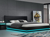 Artiss Bed Frame King Size LED Gas Lift Black LUMI BFRAME-E-LUMI-K-BK-ABC