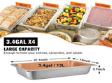 4 Pack Hotel Pan 3.7" Deep Steam Table Pan Full Size with Lid 20.8"L x 13"W Hotel Pan 22 Gauge V952-CP20X12X4YCTZ4001V0