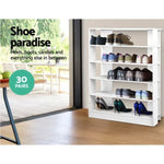 Artiss Shoe Rack Cabinet 30 Pairs 6-Tier Shelf White FURNI-C-SHOE-R5-WH