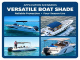 Waterproof 600D Oxford Bimini Top Sun Shade Canopy with Storage Boot for Small Boats, Speedboats, V1341-ZY-9DAFJ85M-GREY-4BOW79-84208-220CM