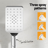 Handheld Shower Head Holder 3.1'' High Pressure Silver SHOWER-A6-SQ-SI