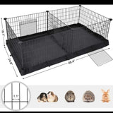 SONGMICS 3 Doors Pet Playpen with Divider Panel and Floor Mat Black V227-8498641000470