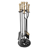 Fireplace Tool Set, 5 PCS Tool Set and Holder with Five-Prong Stand, Tongs, Ash Shovel, Brush, V952-BLGJTJ5JTWZGPZ6MX001V0