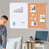 48"x 36" Whiteboard & Cork Combo with Aluminum Frame 2-in-1 Magnetic Dry Erase Bulletin V952-RMB48X36BBRMT05ZSV0