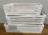 Set 3 Wood Crates White Wash 40cm V637-WDB35967