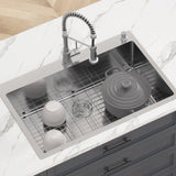 Kitchen Sink, 304 Stainless Steel Drop-In Sinks, Top Mount Single Bowl Basin with Accessories V952-QRSSCTSPDCY335P1LV0