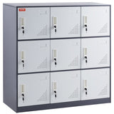 9 Doors Metal Storage Cabinet Employees Steel Storage Cabinet Office Gray V952-JCJHSBMY33180TSQWV0