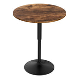Artiss Height Adjustable Bar Table 360 Swivel Round Gaslift Design 60cm Rustic Brown Black BA-K-TB304-BR