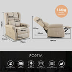 FORTIA Electric Recliner Lift Heat Chair for Elderly, Massage, Heat Therapy, Aged Care, Beige V219-HECLCRFOB3BG