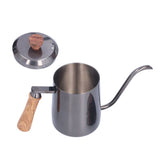 600ml Stainless Steel Manual Coffee Pot Long Narrow Spout Pour Over Kettle with Wooden HandleGray V1294-YM0710-3118210281011