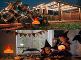 LED Halloween Jack-o'-Lantern Flame Effect Lamp with Dancing Silk Fabric Flame, Rechargeable V1341-ZY-HDWH5XQB-BLACK-BLUEFLAME
