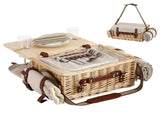 Alfresco 2 Person Insulated Picnic Basket Set with Foldable Wood Table Mat PC-TB-2P-REC