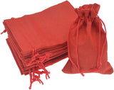 50Pcs Burlap Gift Bags 5 x 7 Inch, Red Linen Drawstring Christmas Candy Bags, Jute Sacks Jewelry V1259-DP01-F-110