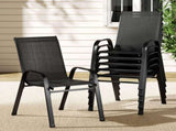 Gardeon 6PC Outdoor Dining Chairs Stackable Lounge Chair Patio Furniture Black FF-B-STA-CHAIR-BK-X6