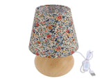 Floral Fabric Table Lamp 3000K 4500K 6000K Stepless Dimmable Farmhouse Flower Bedside Lamp with Wood V1294-YM0901-3119240151811