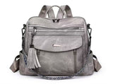 Women'S Travel Backpack Stylish Backpack Leather Backpack Tassel Backpack Chain - Gray - Size 01 V1403-127-85183-GRY-01