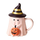 Halloween Handshake Pumpkin Mug Lid, Festive Beverage Cup, Spill Resistant Cozy Design, Perfect V1192-AZ-W-24652