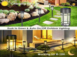 Solar Pathway Lights, 8 Pack LED Solar Lights Outdoor Waterproof, Glass Metal Garden Lighting for V1079-WARMLIGHT01