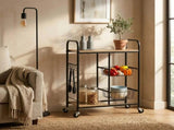 CARLA HOME Kitchen Trolley Cart with Wire Baskets - Brown - Rustic - Steel - Kitchen Rolling Cart V178-36443