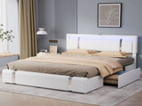 Levede King Bed Frame Leather Headboard RGB 2 Drawers BF1069-K