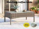 Gardeon 4-Piece Outdoor Sofa Set with Two Pillows Rattan Furniture Grey ODF-C-PATIO-17007-GR