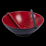 12 Piece Ramen Noodle Bowl with Spoon and Chopsticks Black Red V63-932061