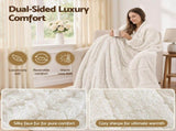 Giselle Faux Fur Weighted Blanket 2 Sided Long Pile Sherpa Reverse Cream 9KG 152 x 203cm WBLANKET-LF-203-9KG-CW