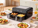 Spector 12L Dual Basket Air Fryer Electric Digital Touchscreen Oil Free Family FR1009-BK-AU