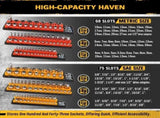 ELEAD 6PC Magnetic Socket Organizer Set 1/4 3/8 1/2 Metric SAE Holder Tray V465-70035