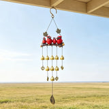 Happy Bird Resin Wind Chime Alloy Bell Outdoor Garden Hanging Decor, Multi-Layer Balcony V1232-XFNLD-003