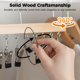 2 Pack Legging Hanger for Closet, with 10 Non Slip Clips Each, Wooden Clothes Hanger for Home Use, V1258-DP02-F-37
