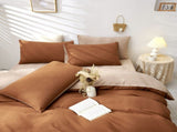 Brown And Khaki Stitching Ultra-Soft Solid Color 4-Piece Bedding Set - Queen Size V888-ELOSUNG21513