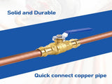 3/4 in Lead-Free Press Ball Valve,Press into 3/4"Copper Tubing Connection with EPDM O-ring V1258-DP02-C-2770