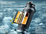 Black insulated water sports bottle 1000ml, 316 stainless steel one-click water V1102-754-92908