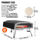 Outdoor Pizza Oven, 406.4 mm, Gas Fired Pizza Maker, Portable Outside Stainless Steel Pizza Grill V952-BXSPSLYCABRQH23XCV0