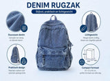 Denim Backpack, Lightweight Durable Daypack for School Work, Stylish Jeans Fabric Bag for Women V1237-ZY-924-237