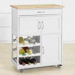 Kitchen Trolley with Wine Racks, Portable Workbench and Serving Cart for Bar or Dining V178-84621